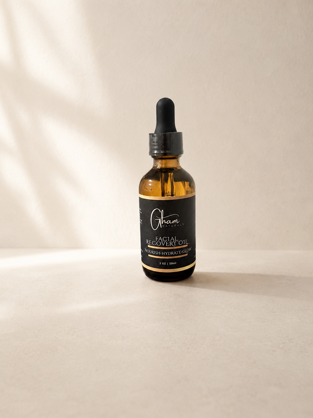 GHAM Naturals Facial Recovery Oil, 2 oz amber glass bottle