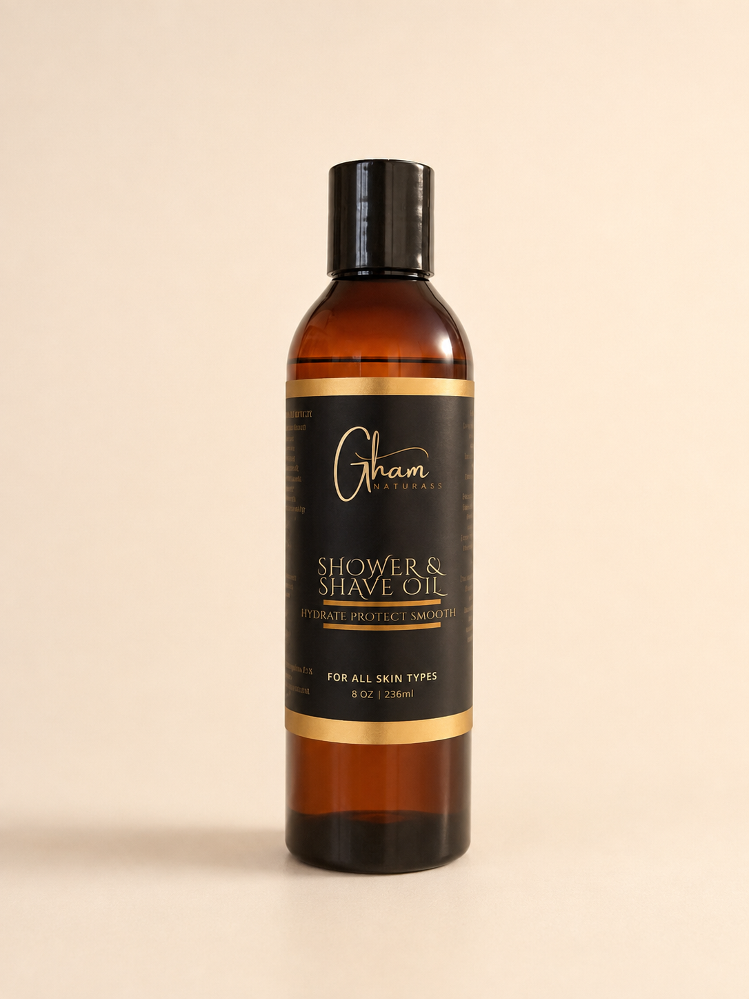 GHAM Naturals Shower & Shave Oil, 8 oz bottle